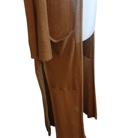 Zara Long Brown Open-Front Cardigan Size Small - Picture 2 of 7